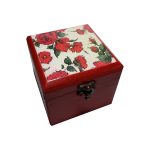 جعبه چوبی طرح گل قرمز