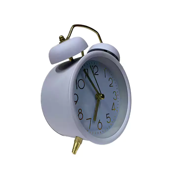 ساعت دو زنگه گرد پاستلی طلایی 6038