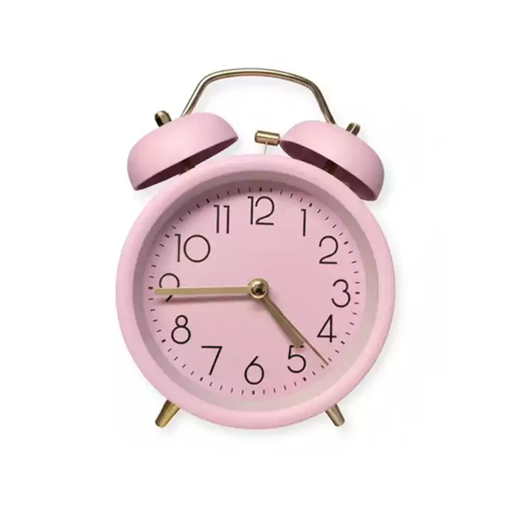 ساعت دو زنگه گرد پاستلی طلایی 6038 - Image 4