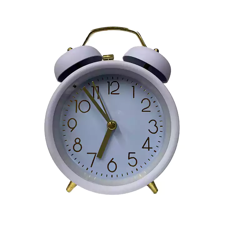 ساعت دو زنگه گرد پاستلی طلایی 6038